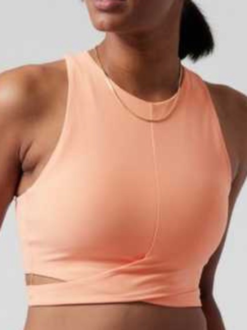 Athleta Women XS Peach Longline Racerback Conscious Cut Out Crop Sports Bra
